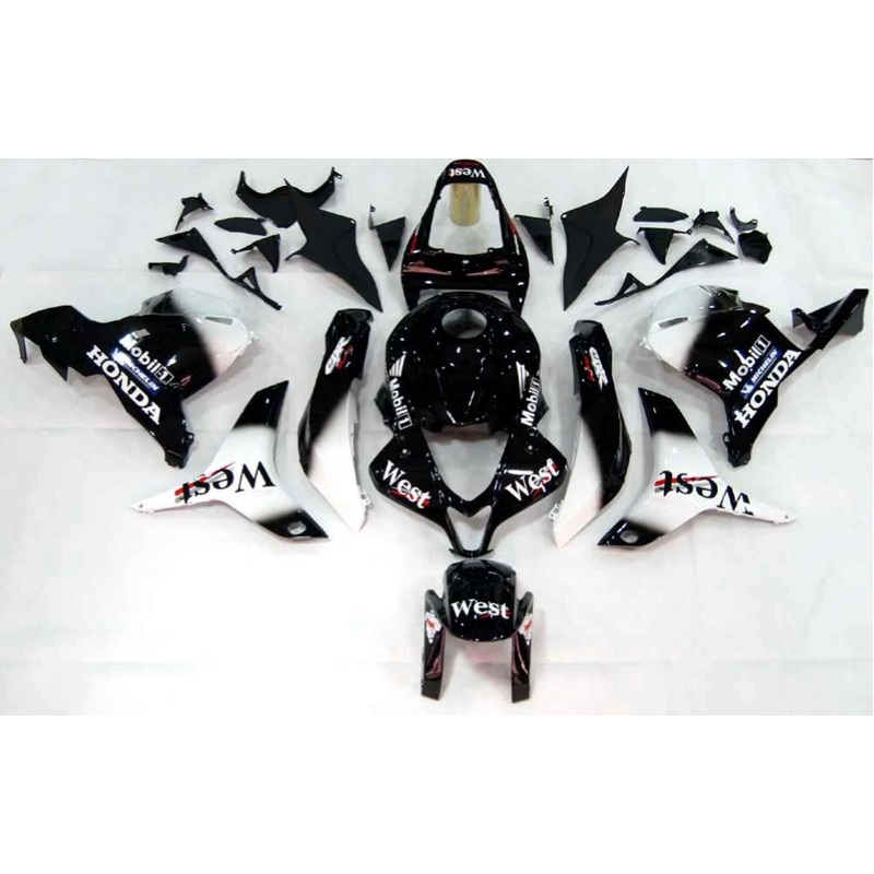 Honda CBR600RR (2009-2012) Black, White West Fairings No Seat Cowl No Bolt Kit No Tank