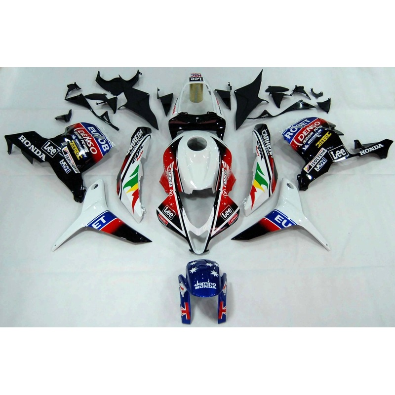 Honda CBR600RR (2009-2012) White Eurobet Fairings No Seat Cowl No Bolt Kit No Tank