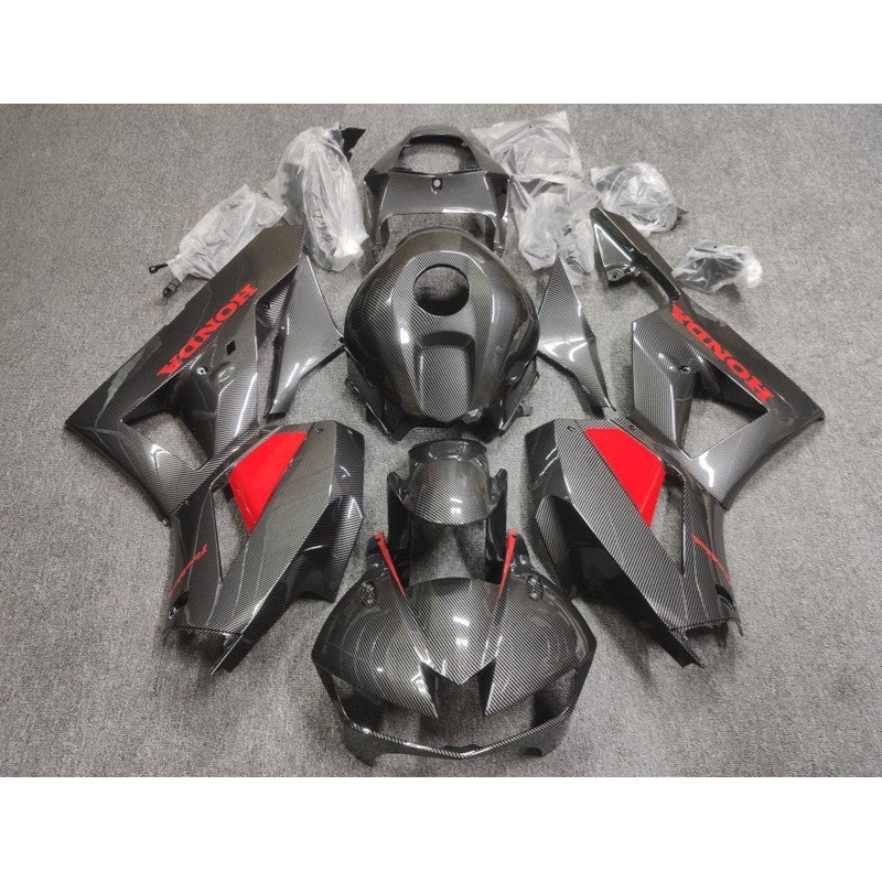 Honda CBR600RR (2013-2023) Faux Carbon Fiber, Red Fairings No Seat Cowl No Bolt Kit No Tank