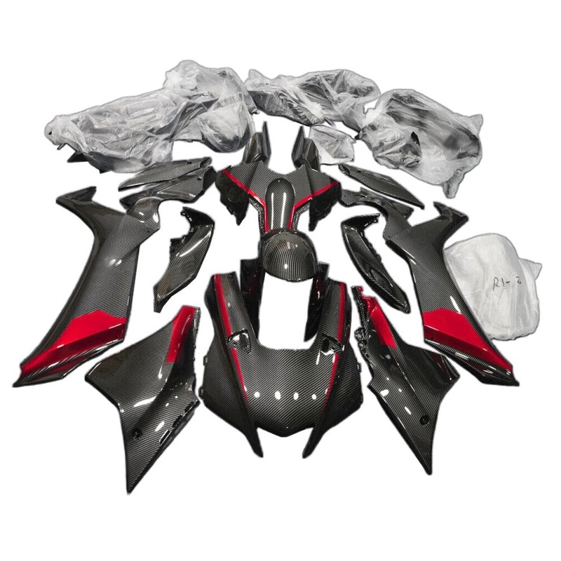 Yamaha YZF-R1 (2020-2025) Faux Carbon Fiber, Candy Red Fairings No Seat Cowl No Bolt Kit No Tank
