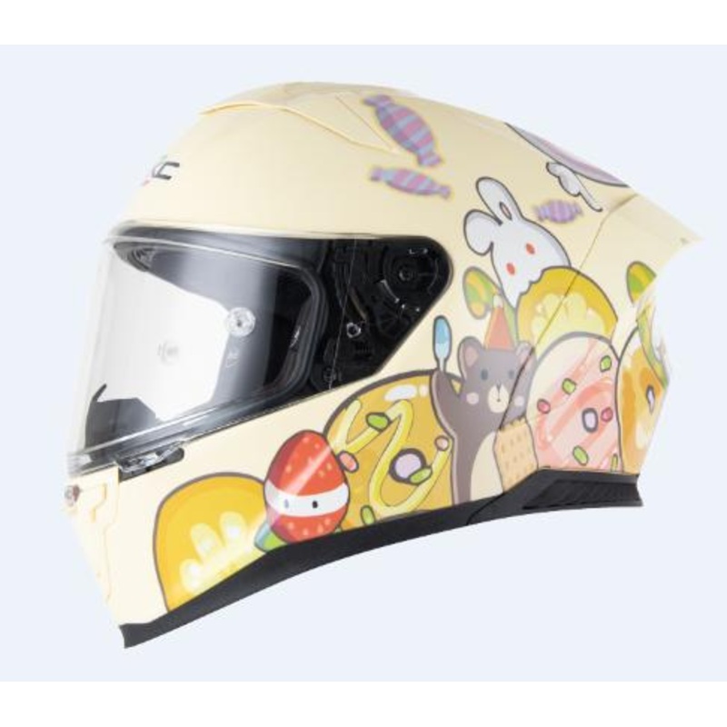 Yellow Cartoon Candy & Animals Motorcycle Helmet Small (S)= 55-56 CM’s Orange
