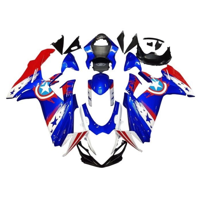 Suzuki GSXR750 (2011-2024) Blue, White, Red Captain America Fairings No Seat Cowl No Bolt Kit No Tank