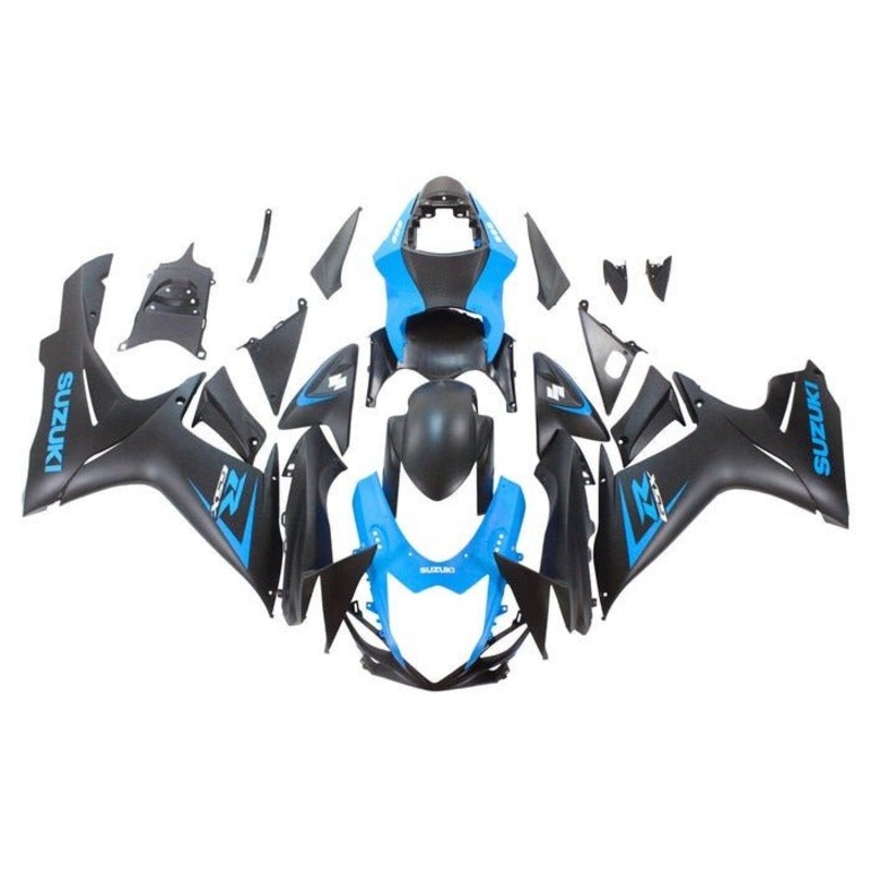 Suzuki GSXR750 (2011-2024) Matte Black, Light Blue Fairings No Seat Cowl No Bolt Kit No Tank