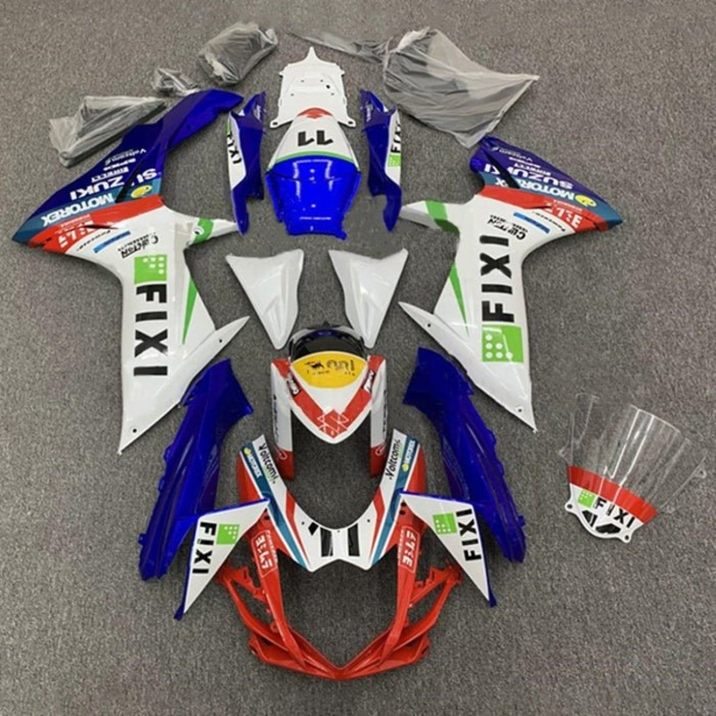 Suzuki GSXR750 (2011-2024) White, Blue, Red Fixi Fairings No Seat Cowl No Bolt Kit No Tank