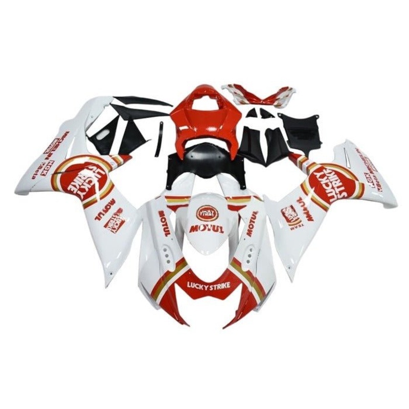 Suzuki GSXR750 (2011-2024) White, Red Lucky Strike Fairings No Seat Cowl No Bolt Kit No Tank