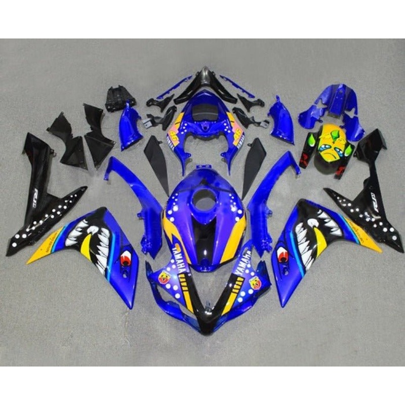 Yamaha YZF-R1 (2007-2008) Blue, Black, Yellow Shark Fairings No Seat Cowl No Bolt Kit No Tank