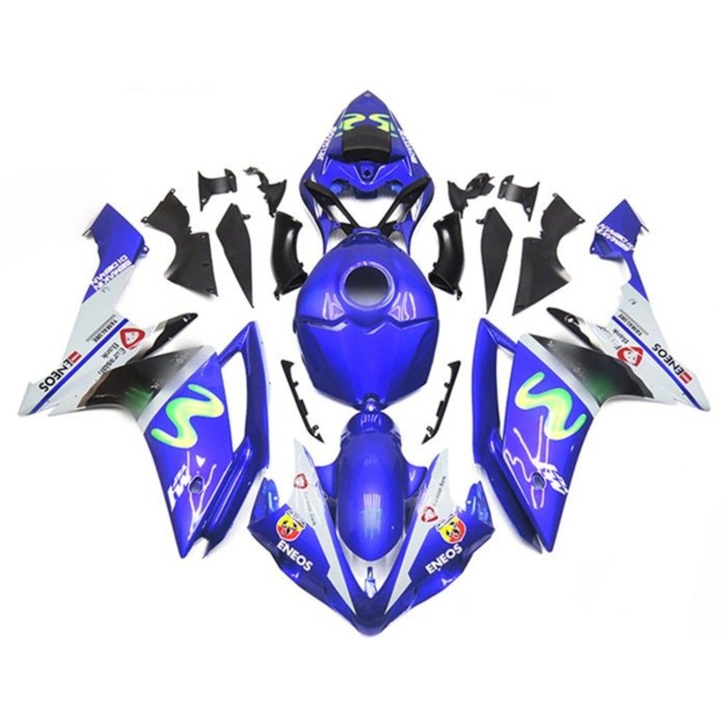 Yamaha YZF-R1 (2007-2008) Blue, White Eneos Fairings No Seat Cowl No Bolt Kit No Tank