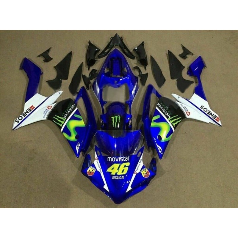 Yamaha YZF-R1 (2007-2008) Blue, White Movistar Fairings No Seat Cowl No Bolt Kit No Tank