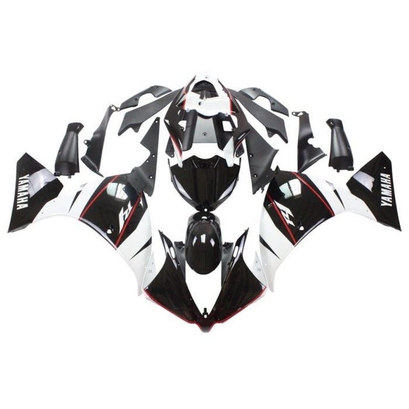 Yamaha YZF-R1 (2009-2011) Black, White, Red Stripe Fairings No Seat Cowl No Bolt Kit No Tank