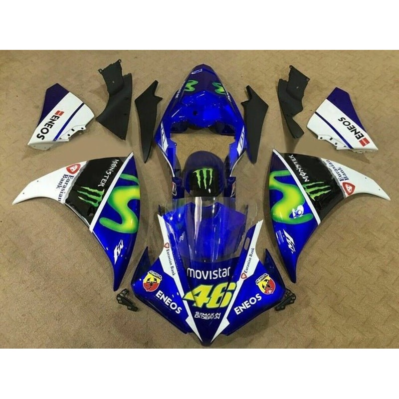 Yamaha YZF-R1 (2009-2011) Blue, White, Black Movistar Fairings No Seat Cowl No Bolt Kit No Tank
