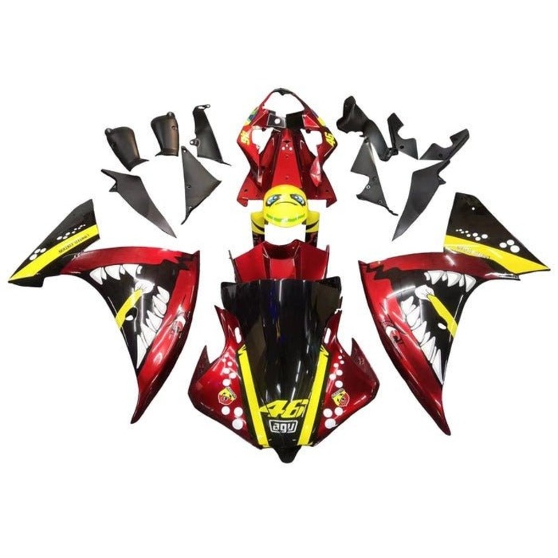 Yamaha YZF-R1 (2009-2011) Candy Red, Yellow Shark Fairings No Seat Cowl No Bolt Kit No Tank
