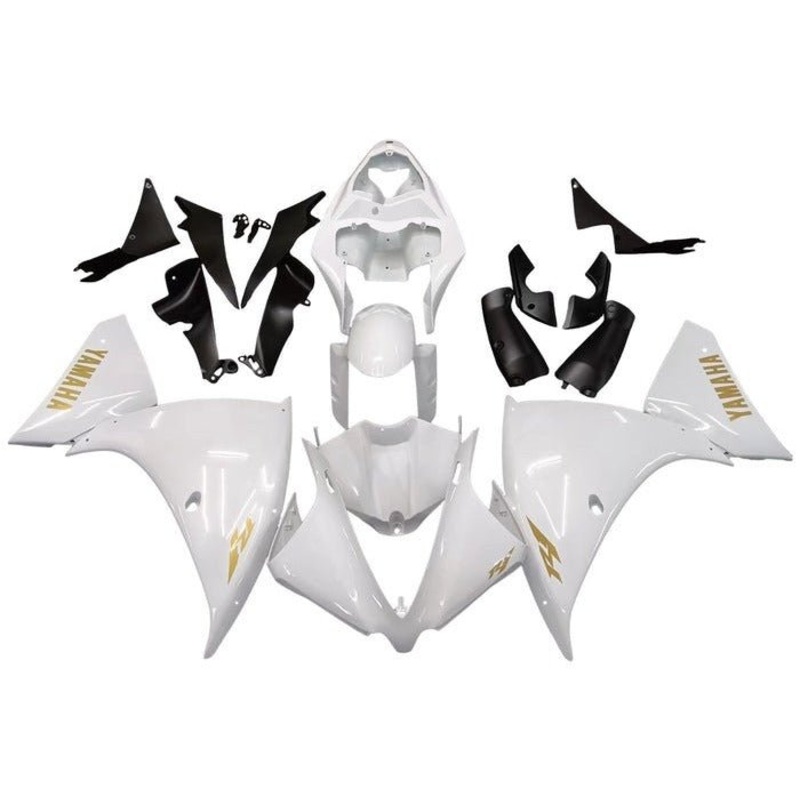 Yamaha YZF-R1 (2009-2011) Gloss White, Gold Fairings No Seat Cowl No Bolt Kit No Tank