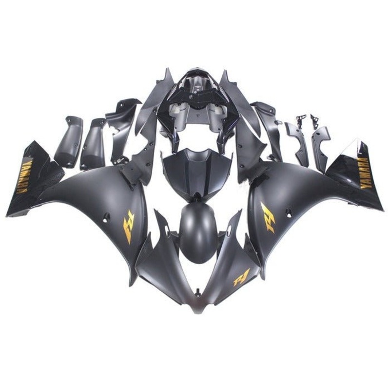 Yamaha YZF-R1 (2009-2011) Matte Black, Gold, Gloss Black Fairings No Seat Cowl No Bolt Kit No Tank