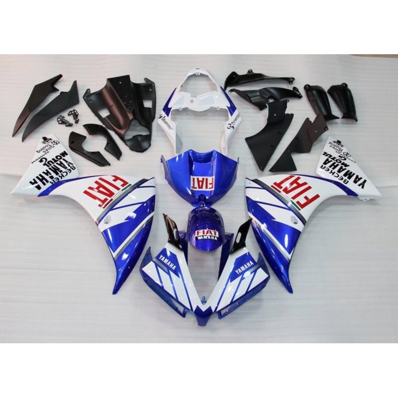 Yamaha YZF-R1 (2009-2011) White, Blue, Red FIAT Fairings No Seat Cowl No Bolt Kit No Tank