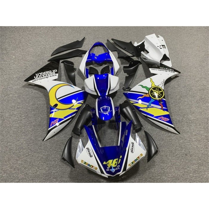 Yamaha YZF-R1 (2009-2011) White, Blue, Yellow Sun & Moon Fairings No Seat Cowl No Bolt Kit No Tank