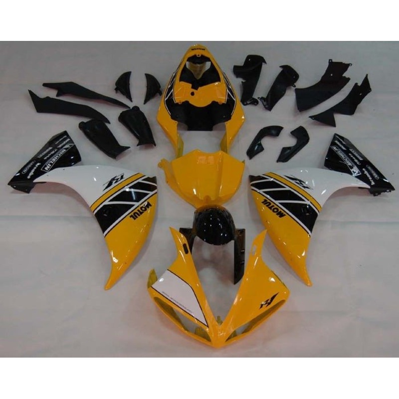 Yamaha YZF-R1 (2009-2011) Yellow, Black, White Stripe Fairings No Seat Cowl No Bolt Kit No Tank