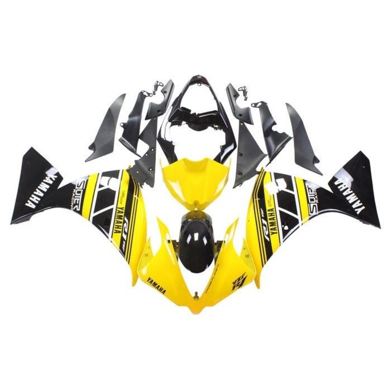 Yamaha YZF-R1 (2009-2011) Yellow, White, Black Stripe Fairings No Seat Cowl No Bolt Kit No Tank