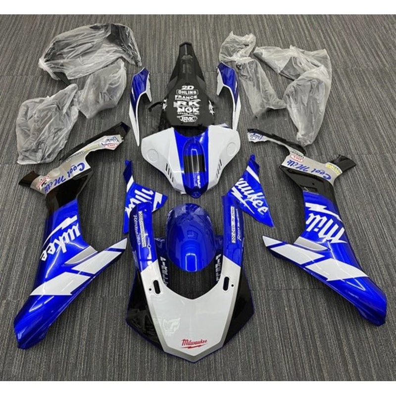Yamaha YZF-R1 (2015-2019) Blue, White Milwaukee Fairings No Seat Cowl No Bolt Kit No Tank