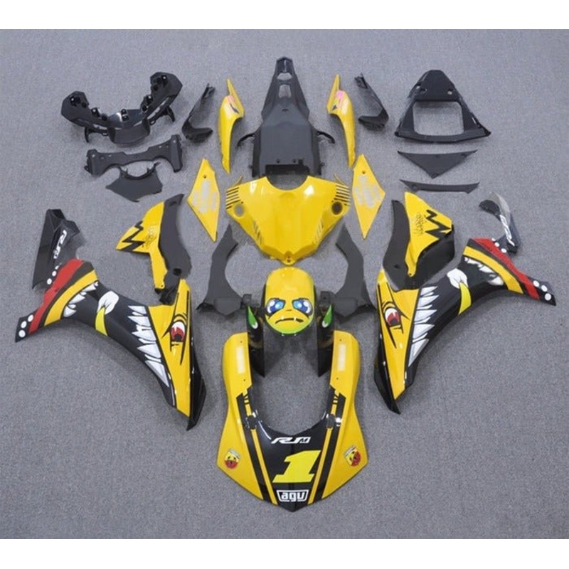 Yamaha YZF-R1 (2015-2019) Yellow, Black Shark Fairings No Seat Cowl No Bolt Kit No Tank
