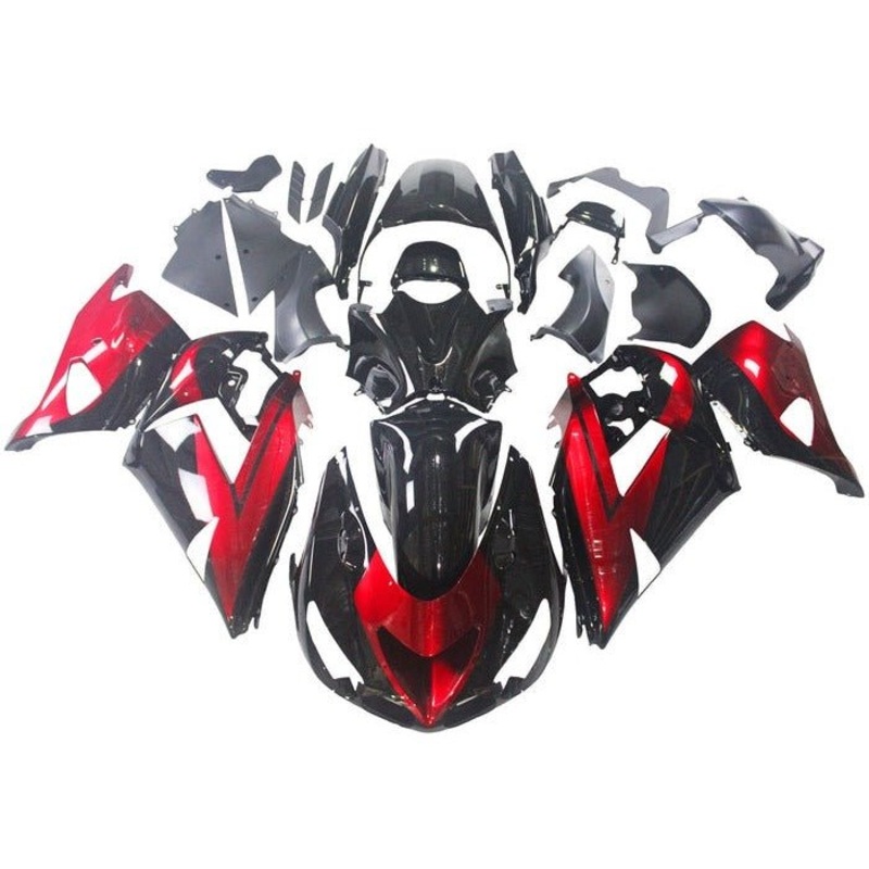 Fairings for Kawasaki Ninja ZX14R (2006-2011) Black, Dark Red Clear Windscreen: Free No Seat Cowl No Bolt Kit