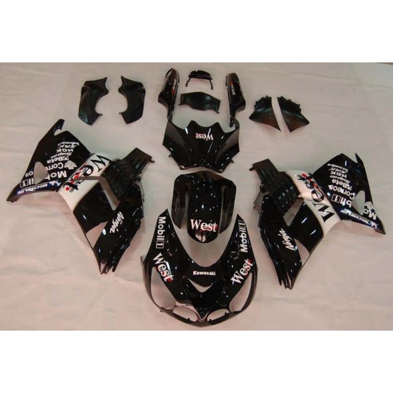 Fairings for Kawasaki Ninja ZX14R (2006-2011) Black, White West Clear Windscreen: Free No Seat Cowl No Bolt Kit
