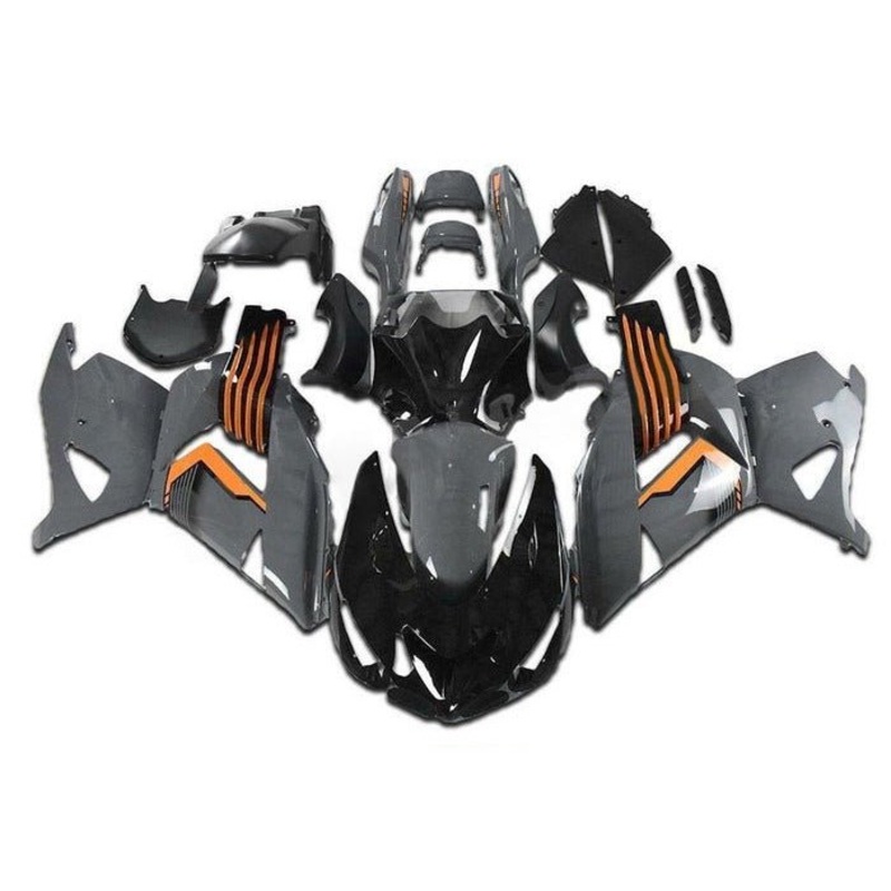 Fairings for Kawasaki Ninja ZX14R (2006-2011) Gray, Black, Orange Clear Windscreen: Free No Seat Cowl No Bolt Kit