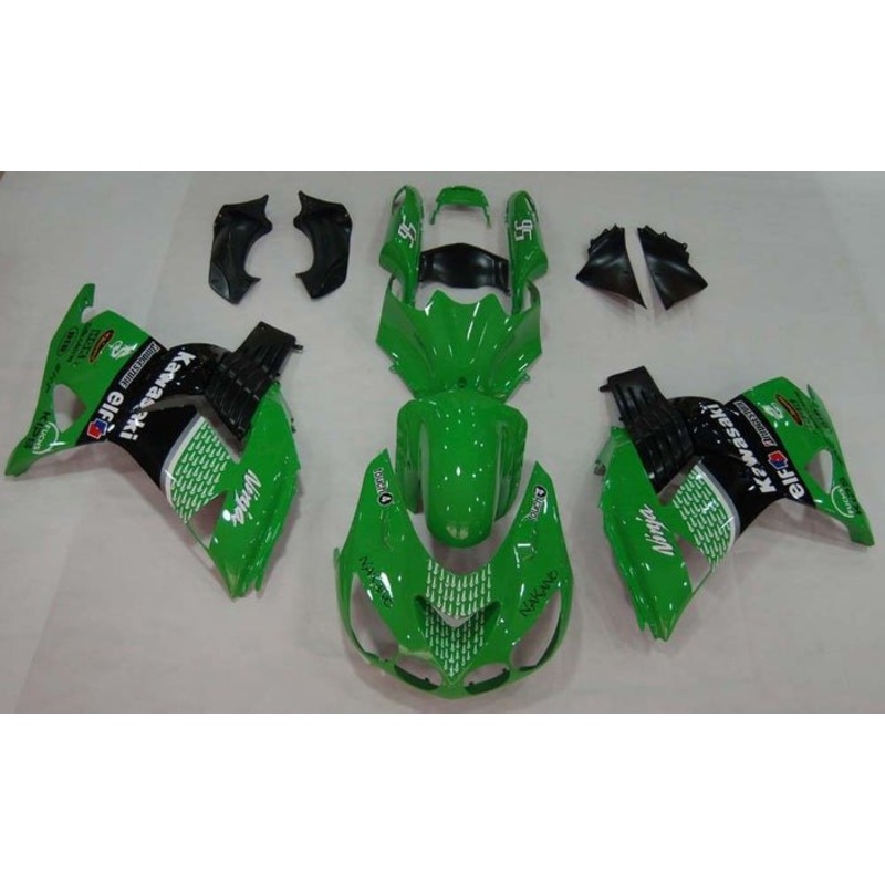 Fairings for Kawasaki Ninja ZX14R (2006-2011) Green, Black, White Elf Clear Windscreen: Free No Seat Cowl No Bolt Kit