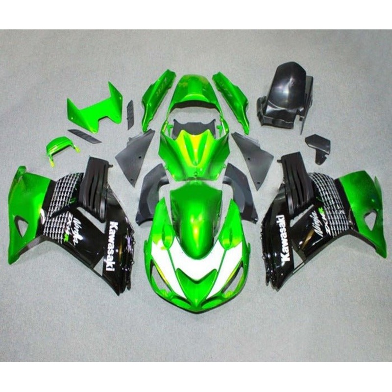 Fairings for Kawasaki Ninja ZX14R (2006-2011) Green, White, Black Clear Windscreen: Free No Seat Cowl No Bolt Kit
