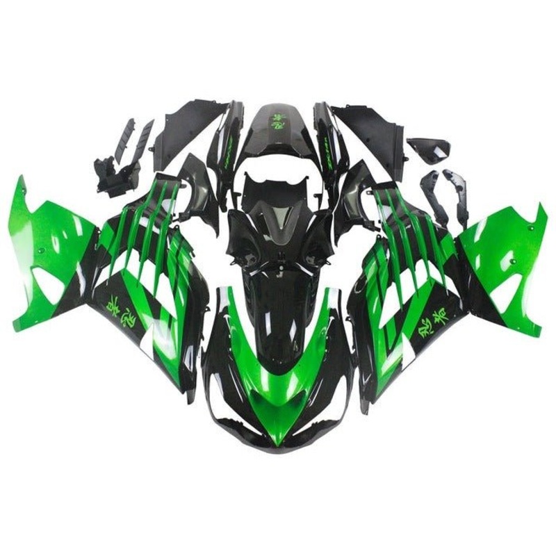 Fairings for Kawasaki Ninja ZX14R (2012-2024) Black, Green, Chinese Lettering Clear Windscreen: Free No Seat Cowl No Bolt Kit