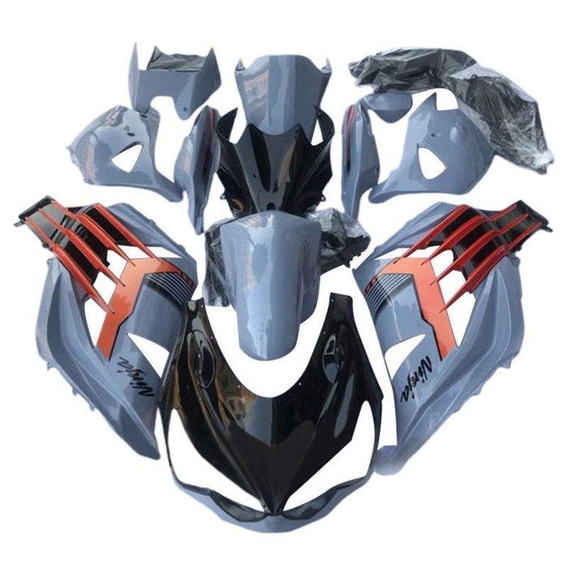 Fairings for Kawasaki Ninja ZX14R (2012-2024) Blue Gray, Black, Red Clear Windscreen: Free No Seat Cowl No Bolt Kit