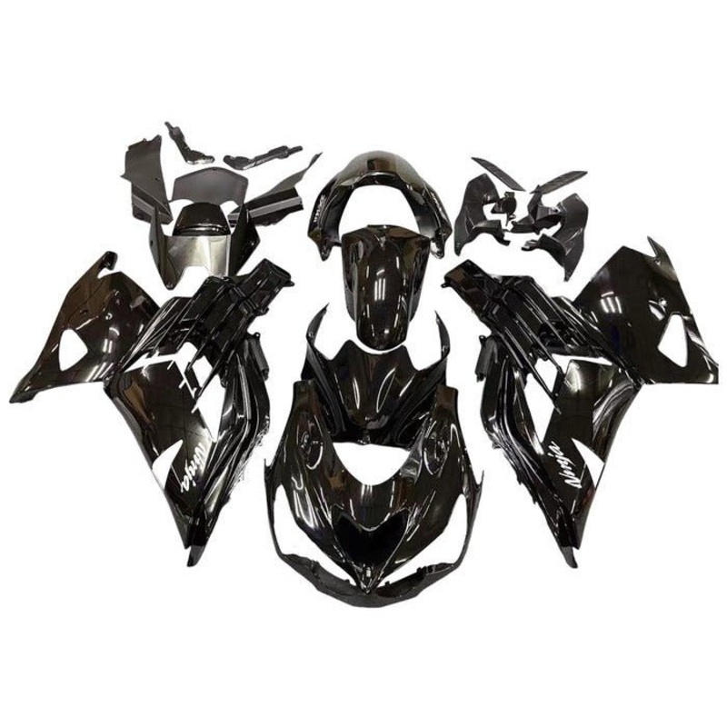 Fairings for Kawasaki Ninja ZX14R (2012-2024) Gloss Black Clear Windscreen: Free No Seat Cowl No Bolt Kit