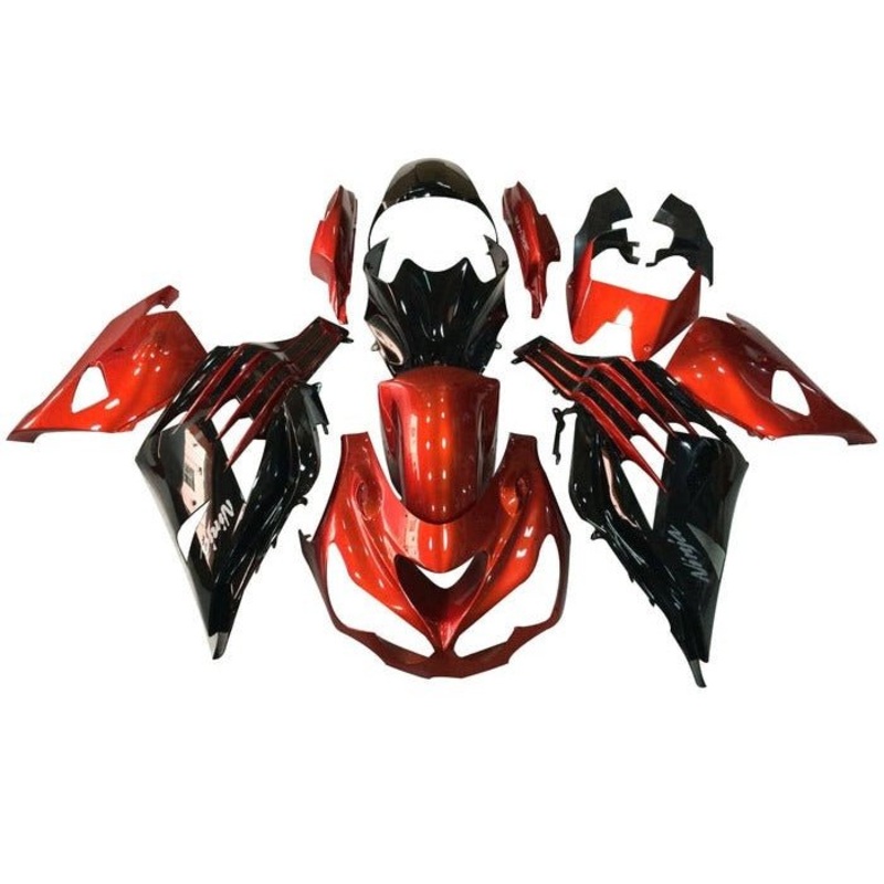 Fairings for Kawasaki Ninja ZX14R (2012-2024) Gloss Dark Red, Black Clear Windscreen: Free No Seat Cowl No Bolt Kit