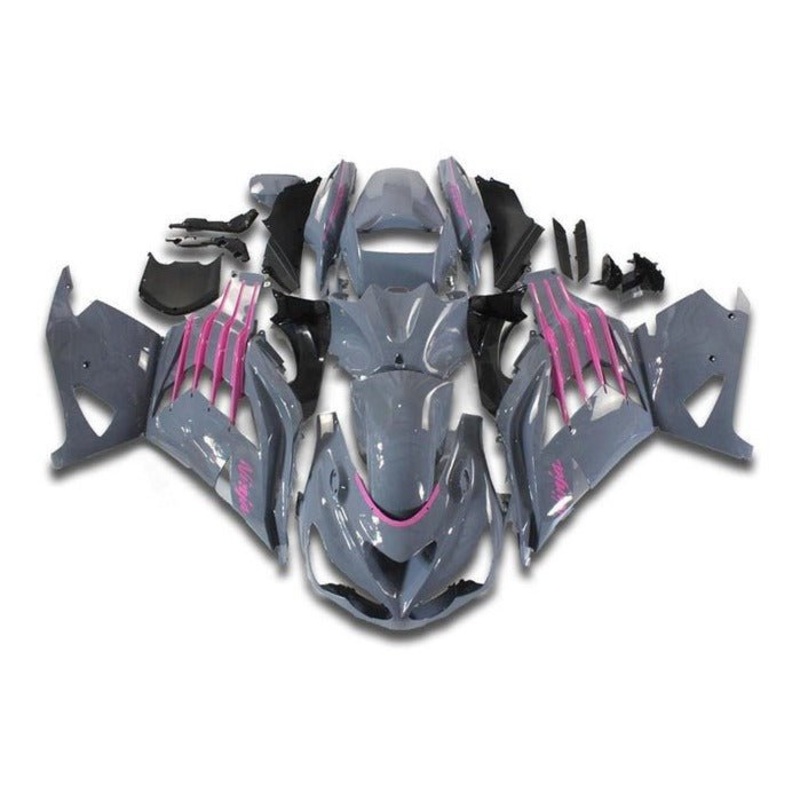 Fairings for Kawasaki Ninja ZX14R (2012-2024) Gloss Gray, Pink Clear Windscreen: Free No Seat Cowl No Bolt Kit