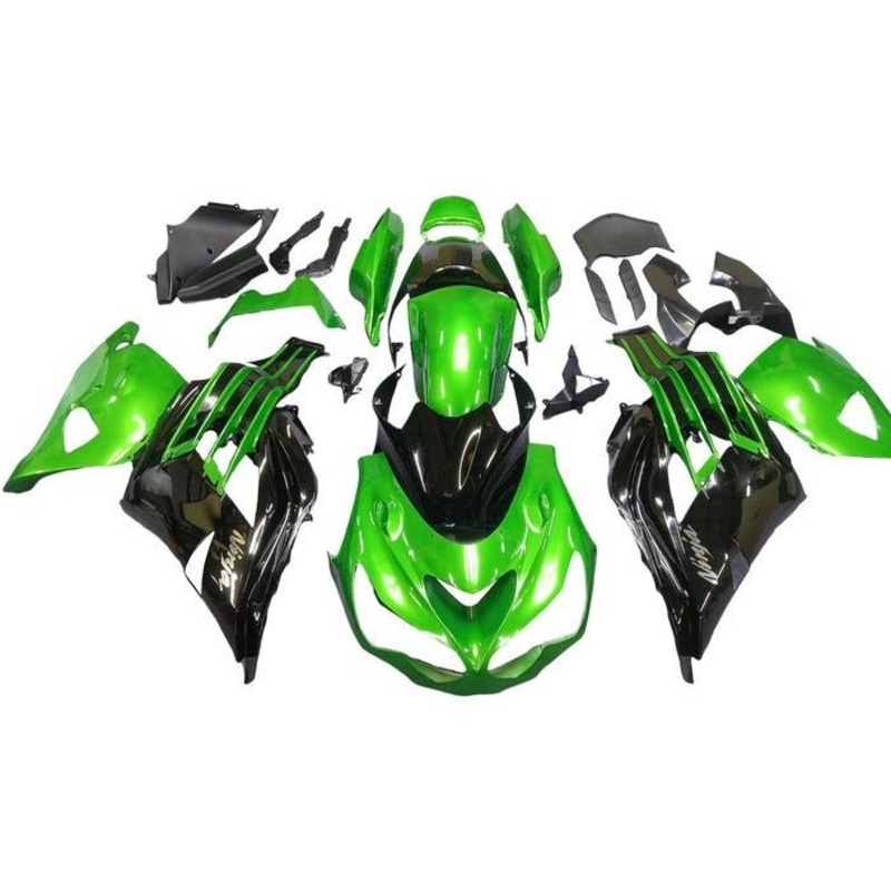 Fairings for Kawasaki Ninja ZX14R (2012-2024) Gloss Green, Black Clear Windscreen: Free No Seat Cowl No Bolt Kit
