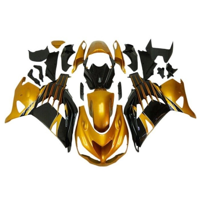 Fairings for Kawasaki Ninja ZX14R (2012-2024) Gold, Black Clear Windscreen: Free No Seat Cowl No Bolt Kit