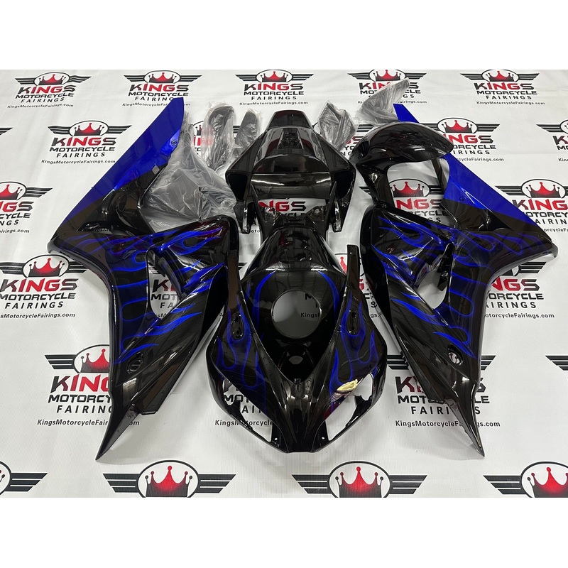 Honda CBR1000RR (2006-2007) Black, Blue Flames Fairings No Seat Cowl No Bolt Kit No Tank