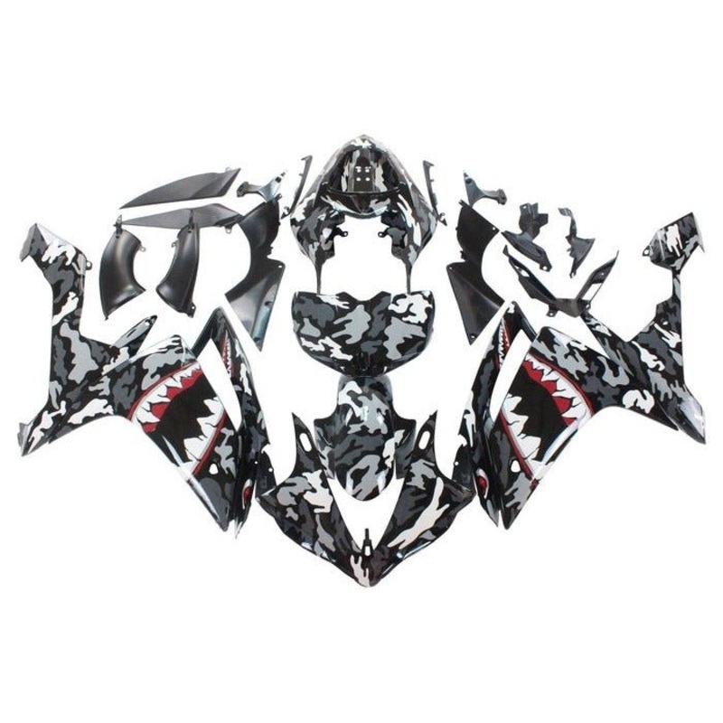 Yamaha YZF-R1 (2007-2008) Black Camouflage Shark Fairings No Seat Cowl No Bolt Kit No Tank