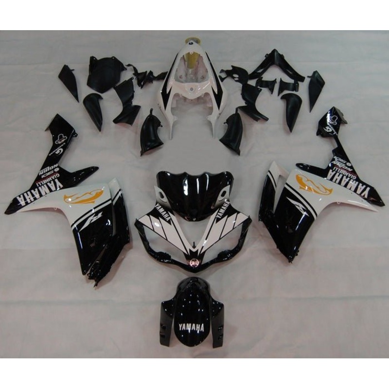Yamaha YZF-R1 (2007-2008) Black, White, Yellow Fish Fairings No Seat Cowl No Bolt Kit No Tank