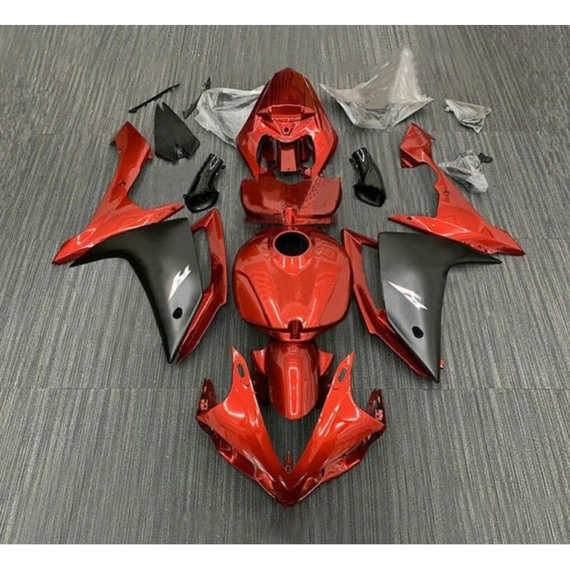 Yamaha YZF-R1 (2007-2008) Dark Candy Red, Matte Black Fairings No Seat Cowl No Bolt Kit No Tank