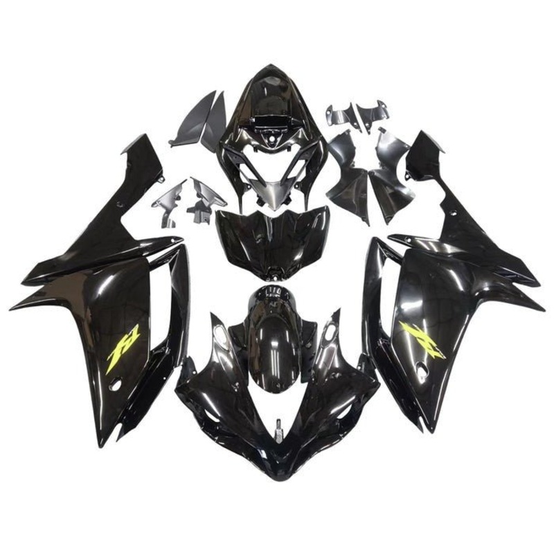 Yamaha YZF-R1 (2007-2008) Gloss Black, Gold Fairings No Seat Cowl No Bolt Kit No Tank