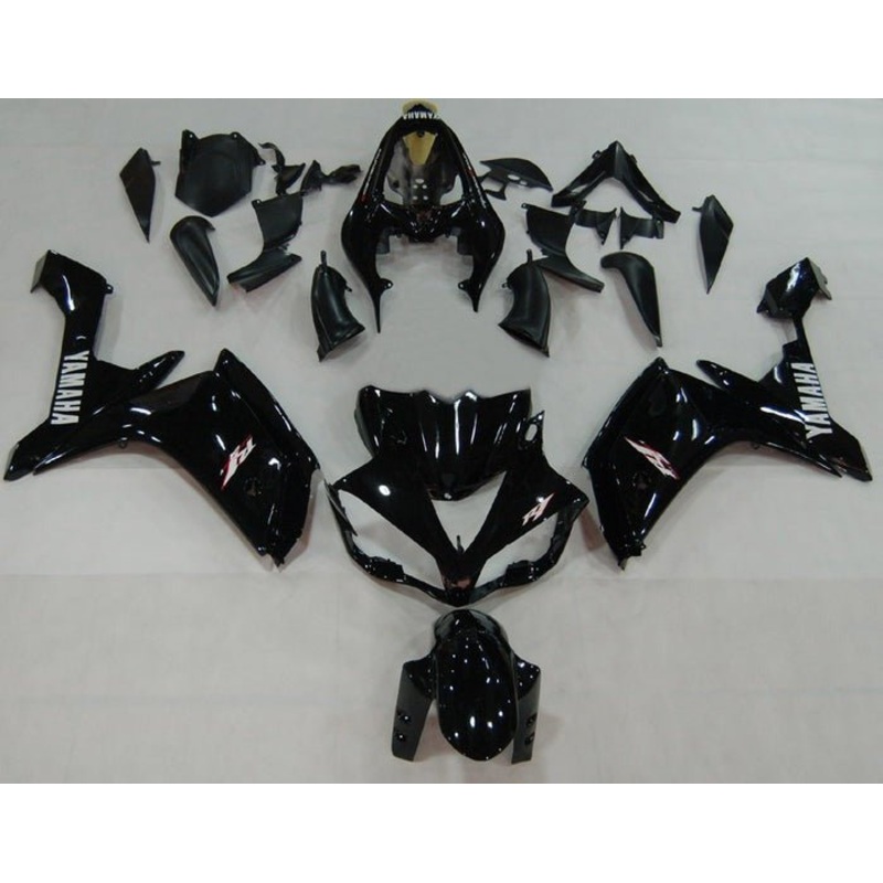 Yamaha YZF-R1 (2007-2008) Gloss Black, Gray Fairings No Seat Cowl No Bolt Kit No Tank