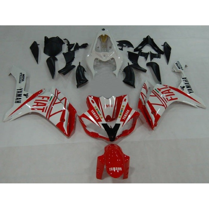 Yamaha YZF-R1 (2007-2008) Gloss Red, White FIAT Fairings No Seat Cowl No Bolt Kit No Tank