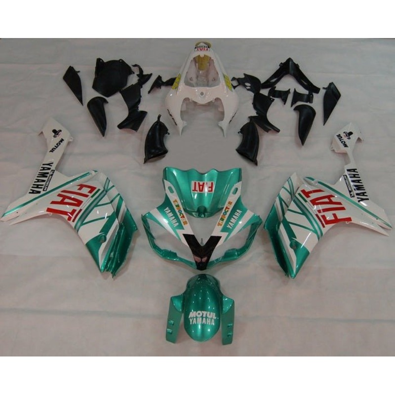Yamaha YZF-R1 (2007-2008) Green, White, Red, Fiat Fairings No Seat Cowl No Bolt Kit No Tank