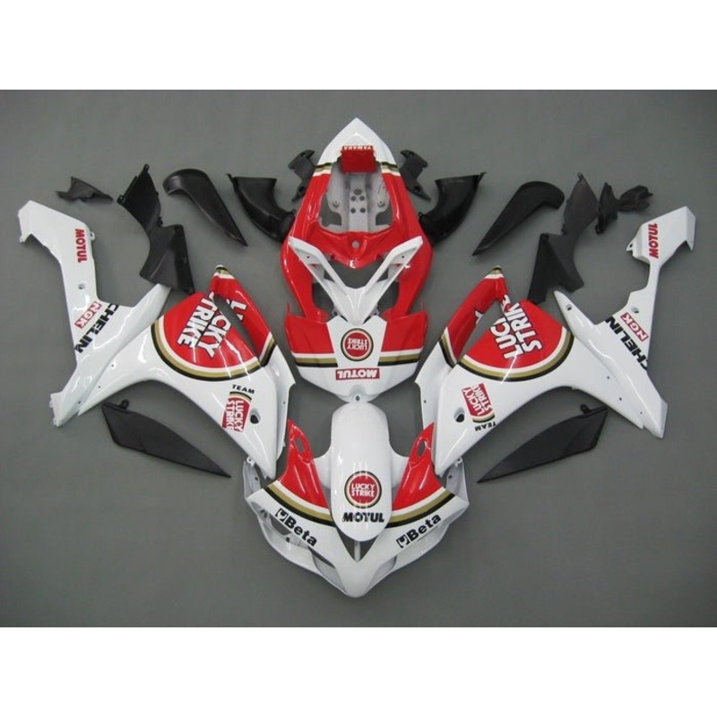 Yamaha YZF-R1 (2007-2008) White, Red, Gold, Black Lucky Strike Fairings No Seat Cowl No Bolt Kit No Tank