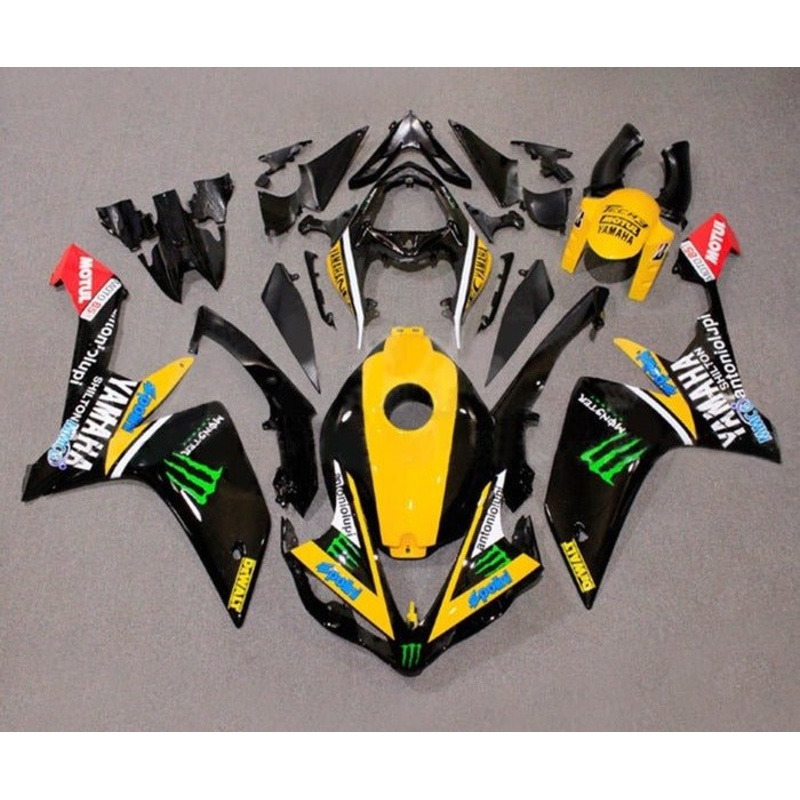 Yamaha YZF-R1 (2007-2008) Yellow, Black Dewalt Fairings No Seat Cowl No Bolt Kit No Tank