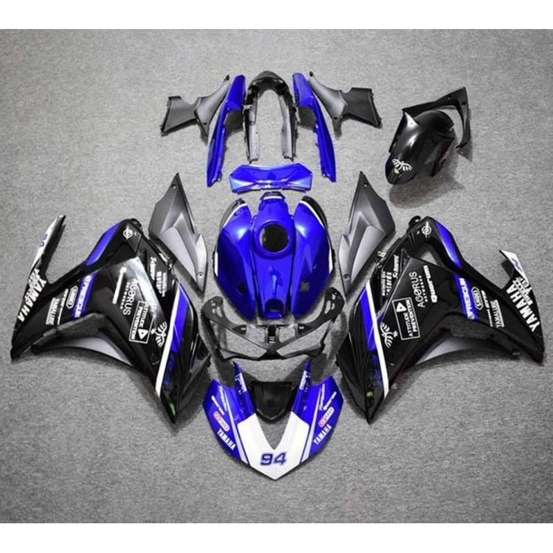 Yamaha YZF-R3 (2015-2018) Blue, Black, White Stripe Fairings No Seat Cowl No Bolt Kit No Tank Cover