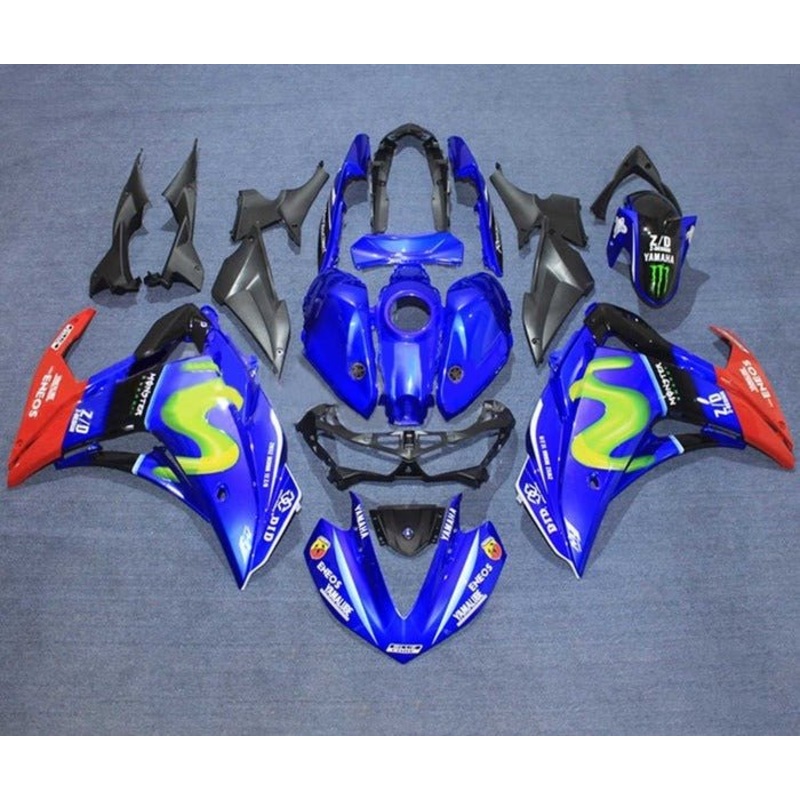 Yamaha YZF-R3 (2015-2018) Blue, Red Eneos Fairings No Seat Cowl No Bolt Kit No Tank Cover