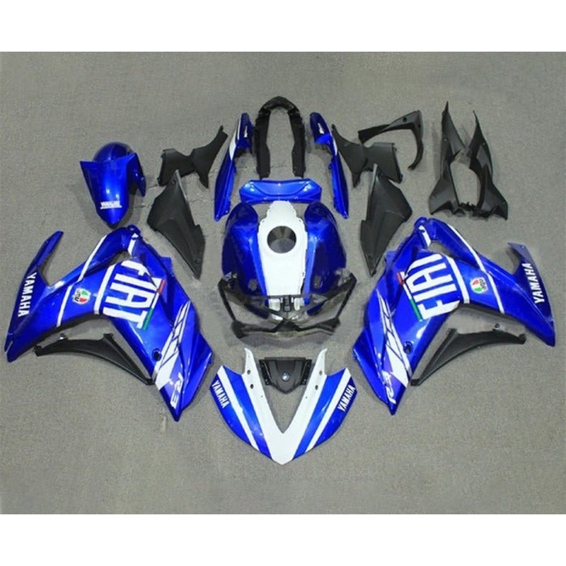 Yamaha YZF-R3 (2015-2018) Blue, White FIAT Fairings No Seat Cowl No Bolt Kit No Tank Cover