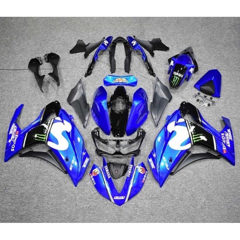 Yamaha YZF-R3 (2015-2018) Blue, White Movistar Fairings No Seat Cowl No Bolt Kit No Tank Cover