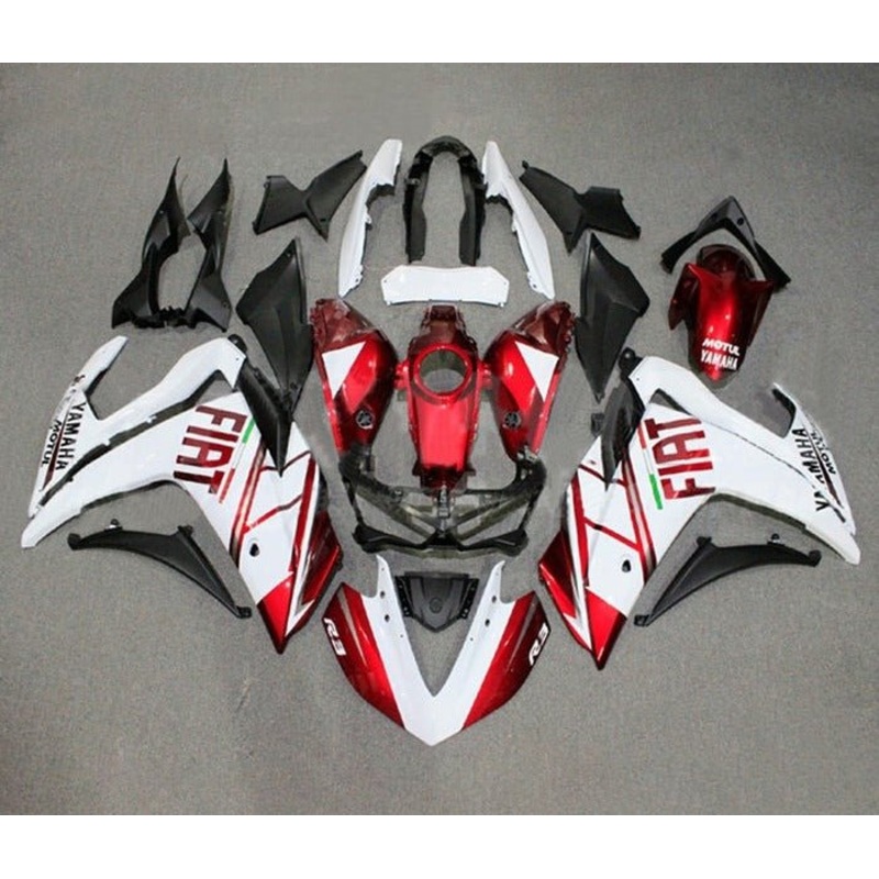 Yamaha YZF-R3 (2015-2018) Candy Red, White Fiat Fairings No Seat Cowl No Bolt Kit No Tank Cover